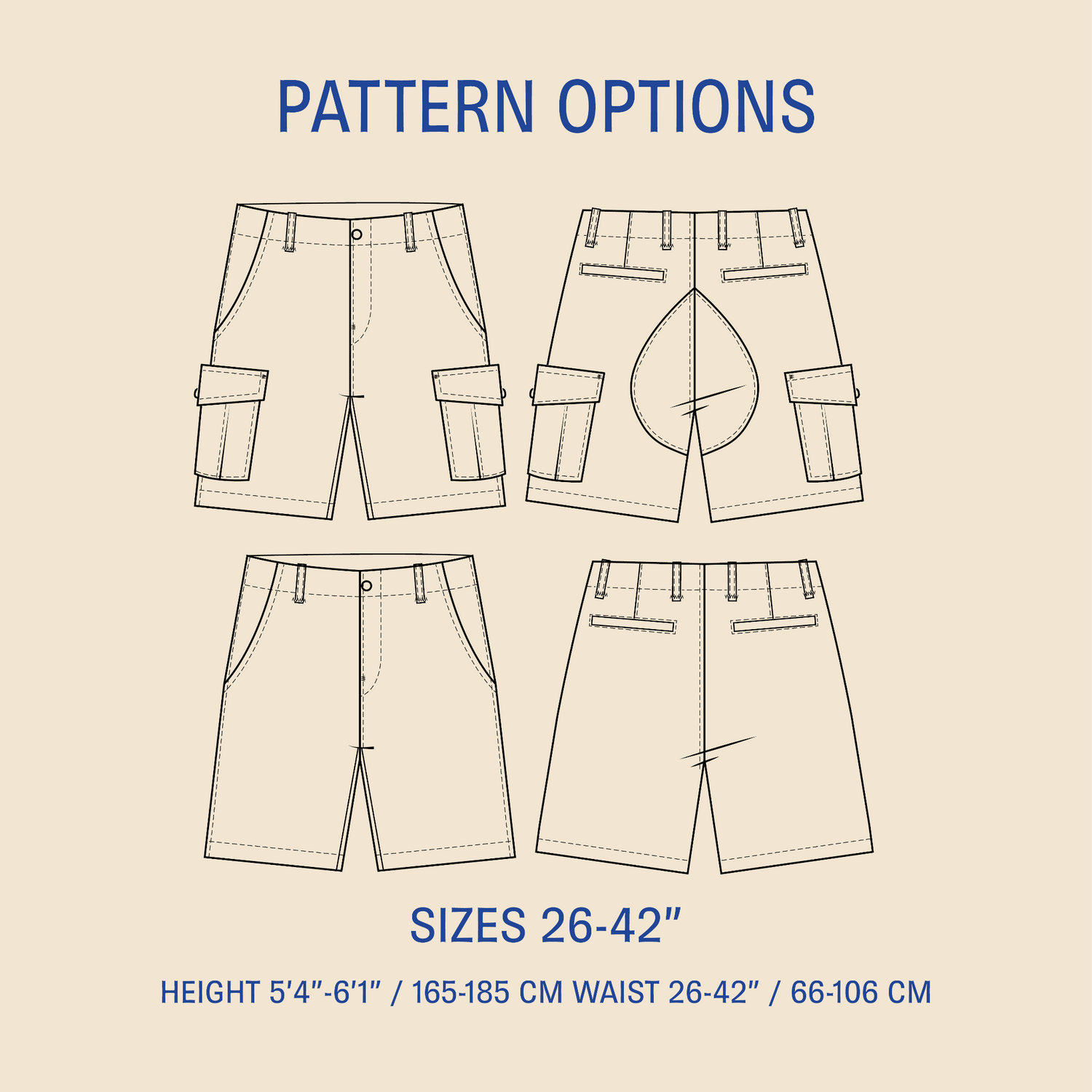 Cargo Shorts sewing pattern Wardrobe By Me