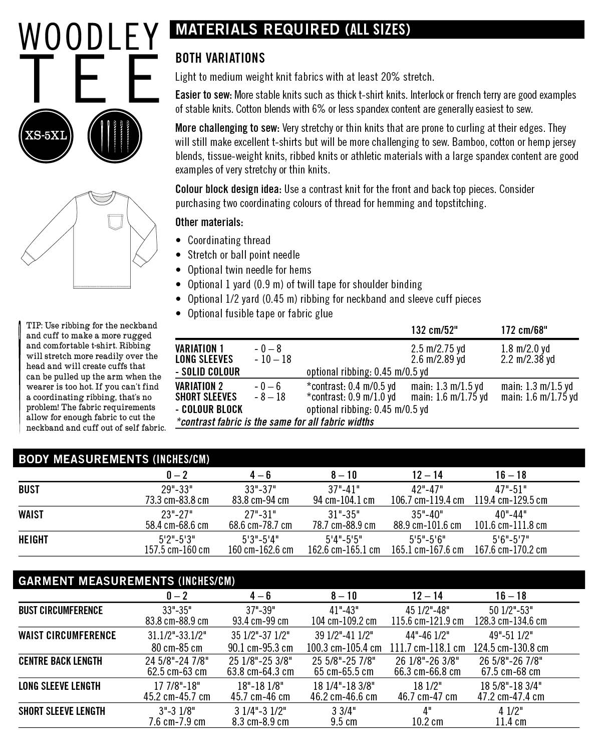 Woodley Tee PDF - Women's Sizing