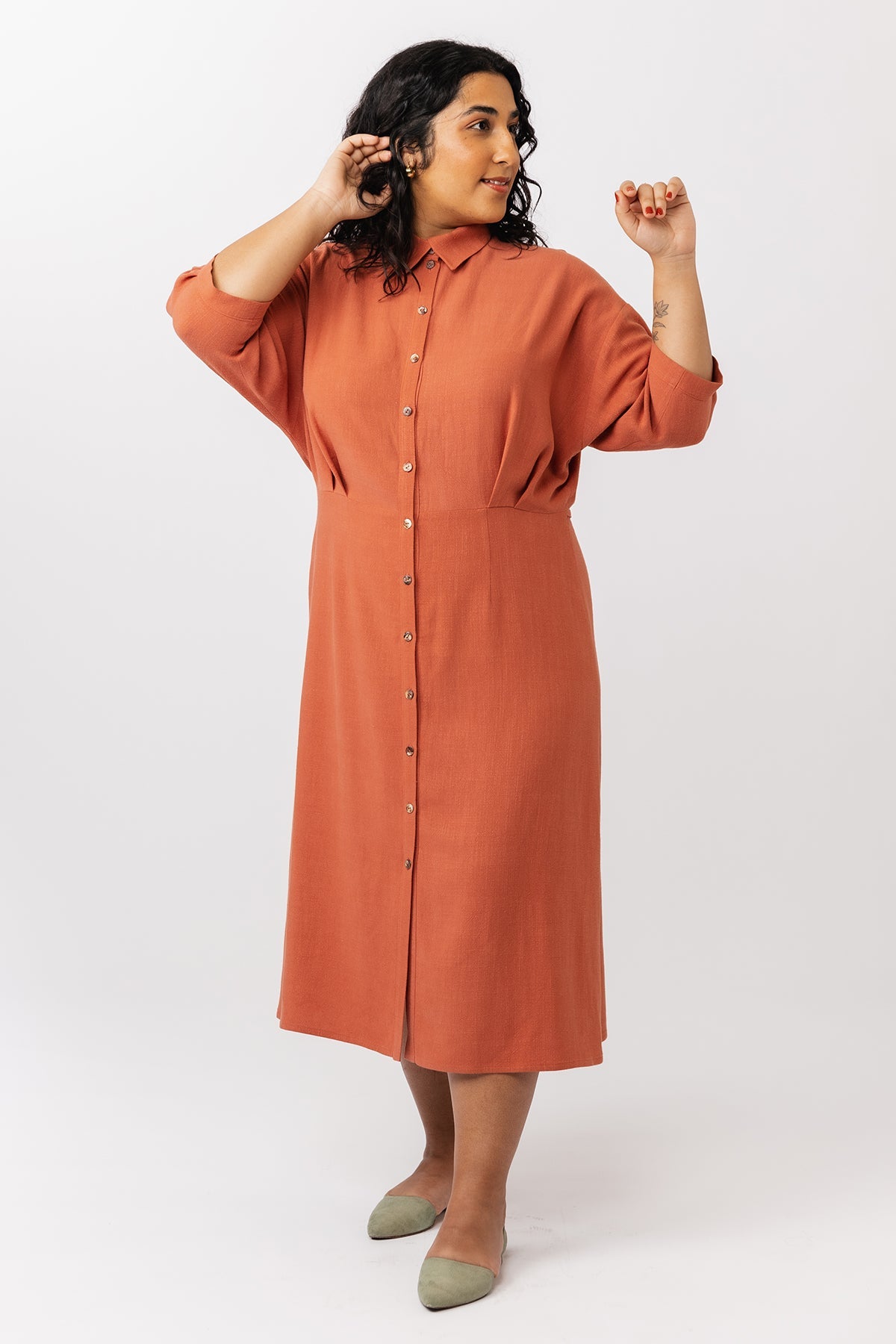 Dress with a pleated waist sewing pattern