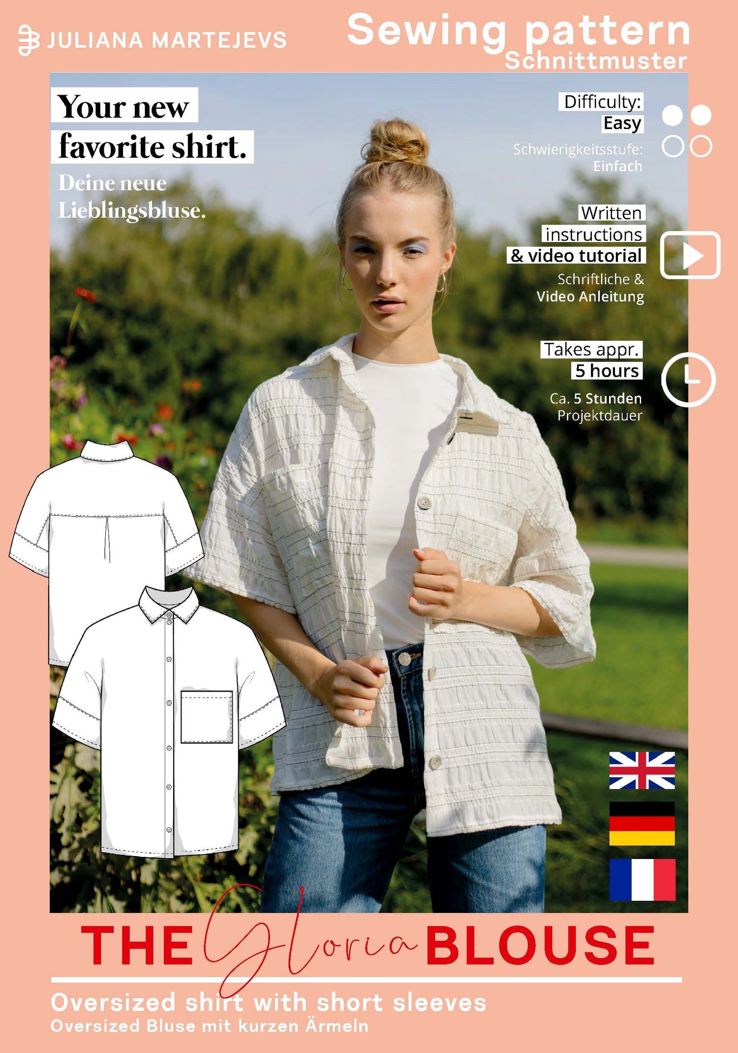 Kurzarm Bluse Schnittmuster GLORIA