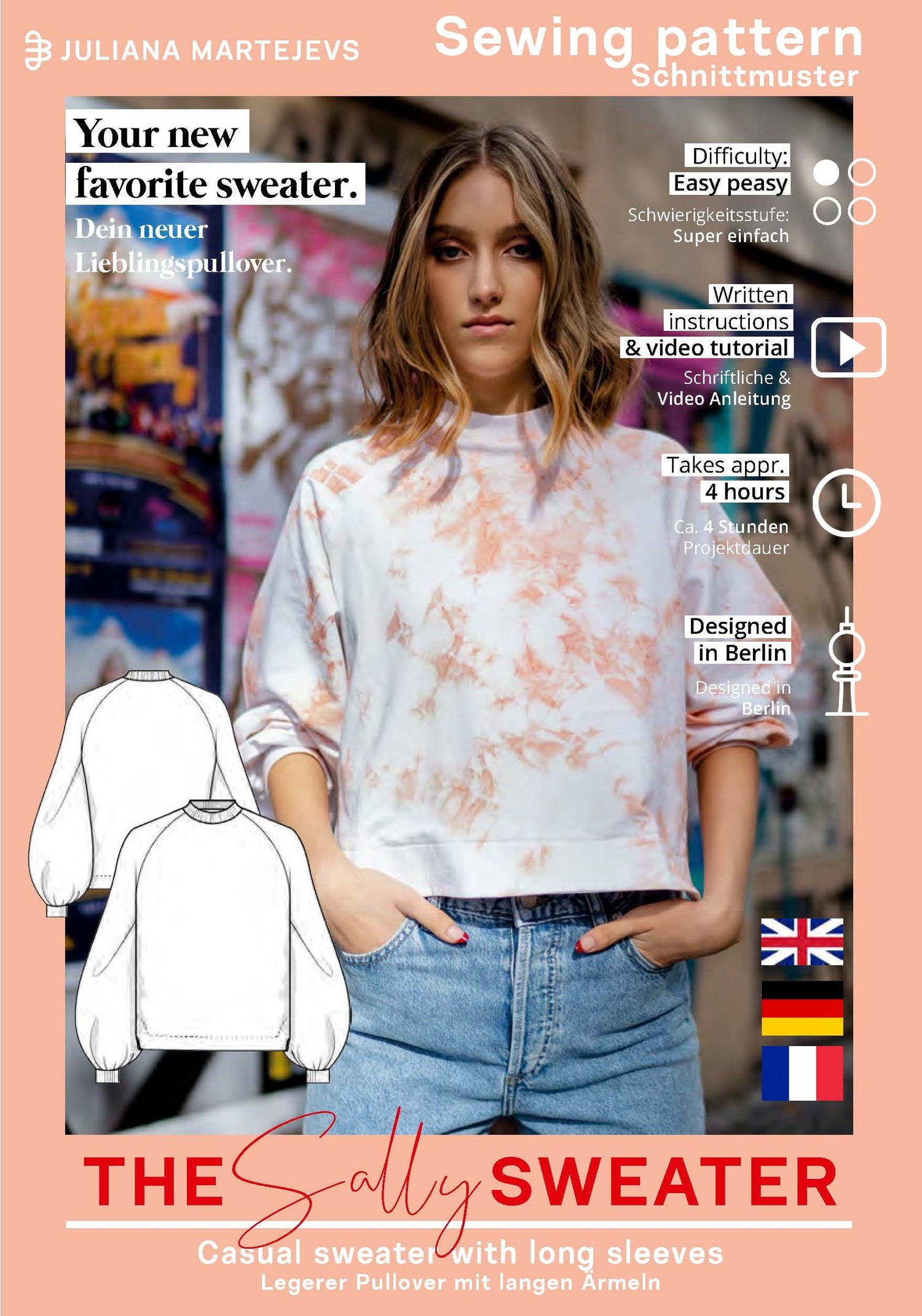 Sweatshirt Pullover Schnittmuster SALLY