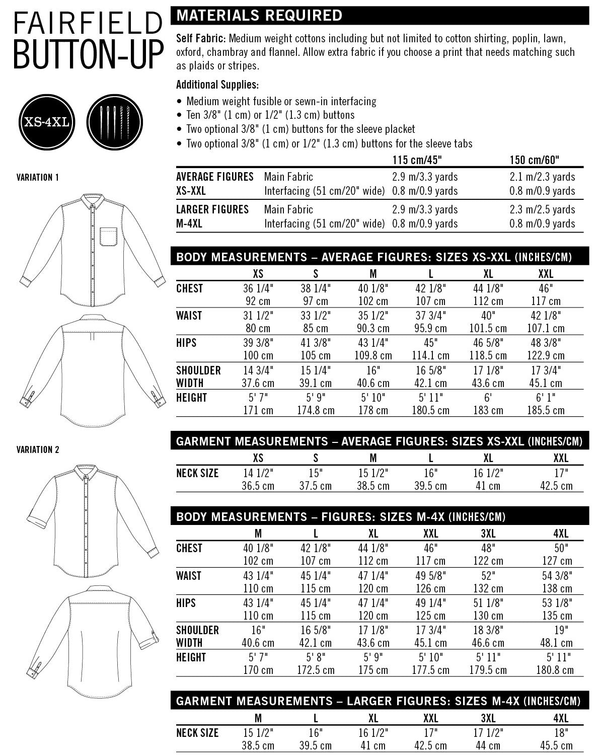 Fairfield Button-up Shirt PDF