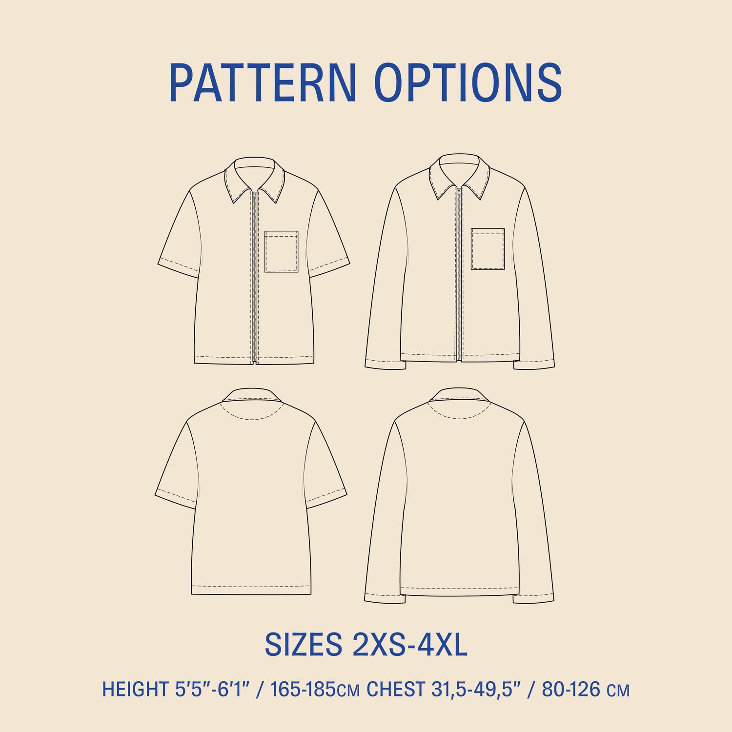 Men's Zip Shirt Sewing Pattern