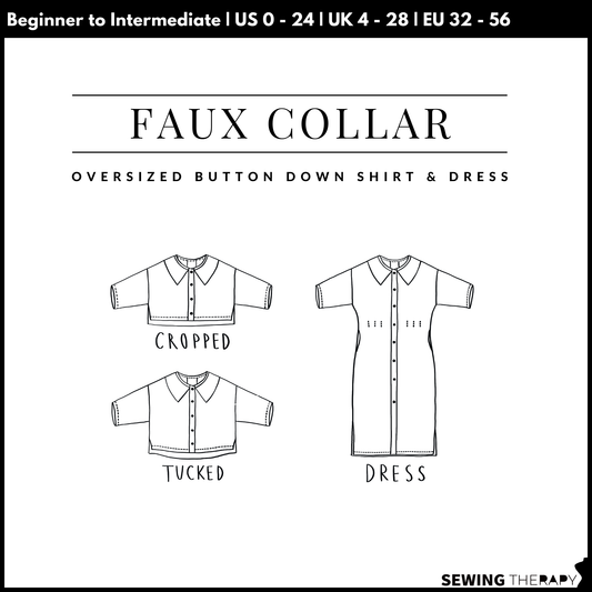 PDF Faux Collar Shirt and Dress Pattern - Sewing Therapy