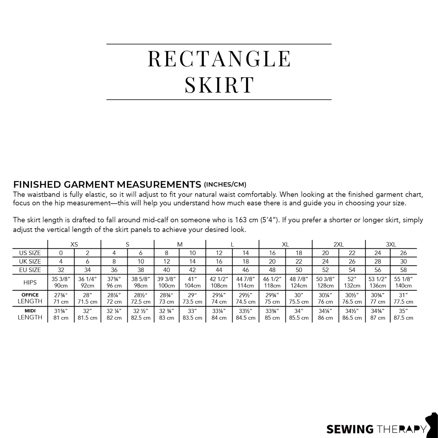 PDF Rectangle Skirt Pattern - Sewing Therapy