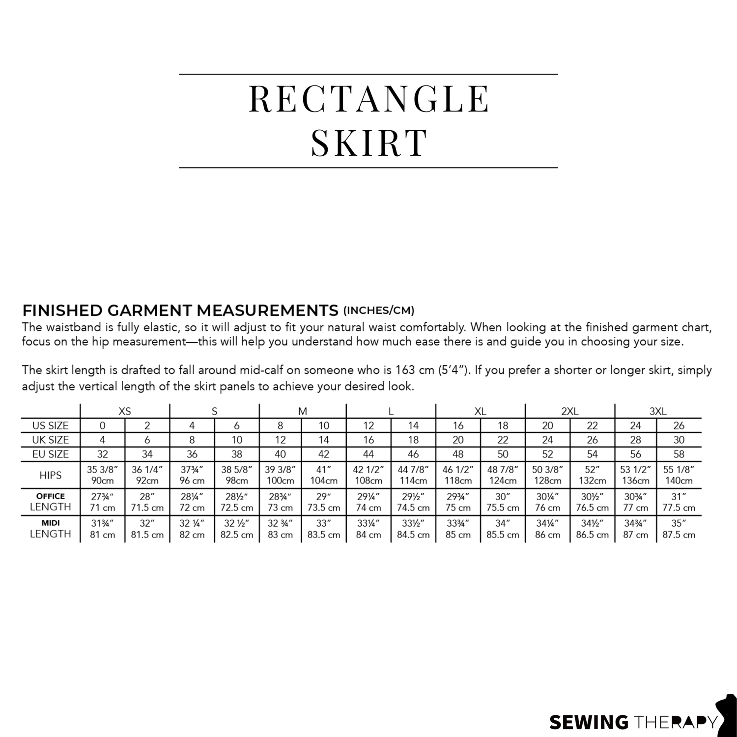 PDF Rectangle Skirt Pattern - Sewing Therapy