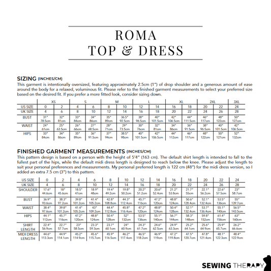PDF Roma Top & Dress Pattern - Sewing Therapy
