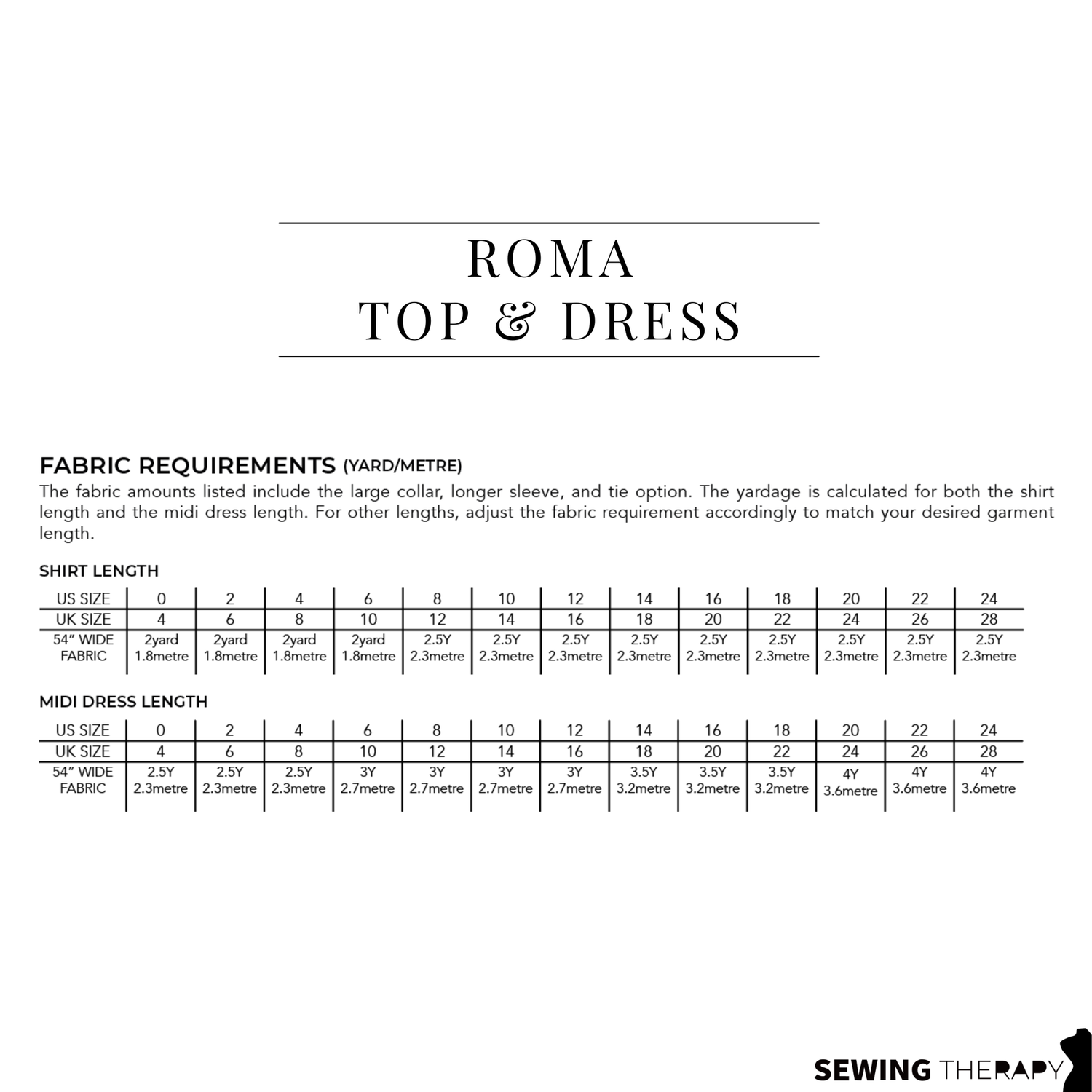 PDF Roma Top & Dress Pattern - Sewing Therapy