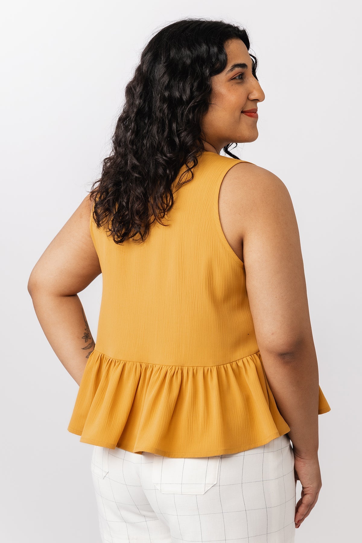 Top with a piping finish  sewing pattern