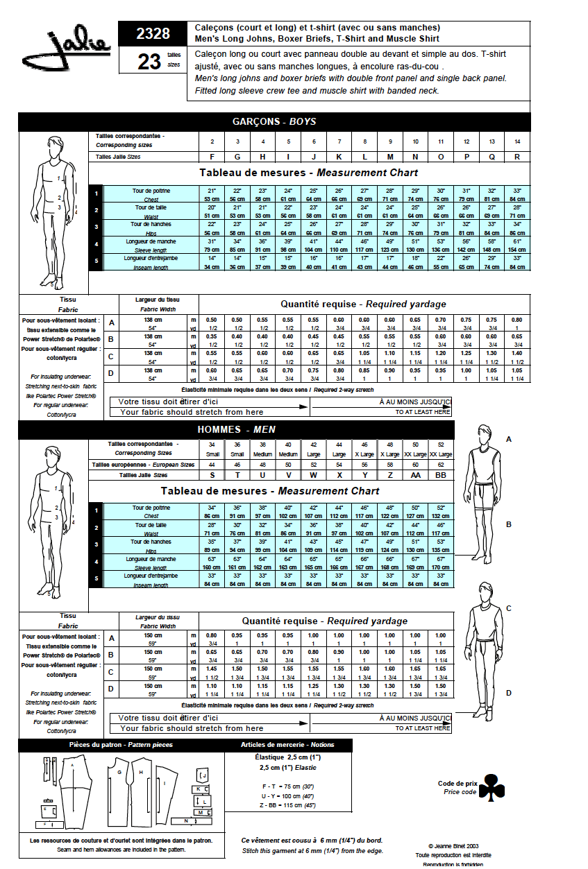 2328 // Thermal Underwear - Jalie