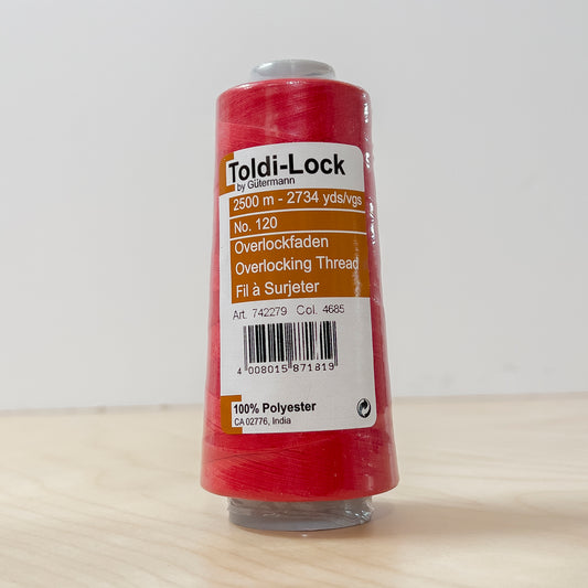 Toldi-Lock Serger Thread in True Red #4685