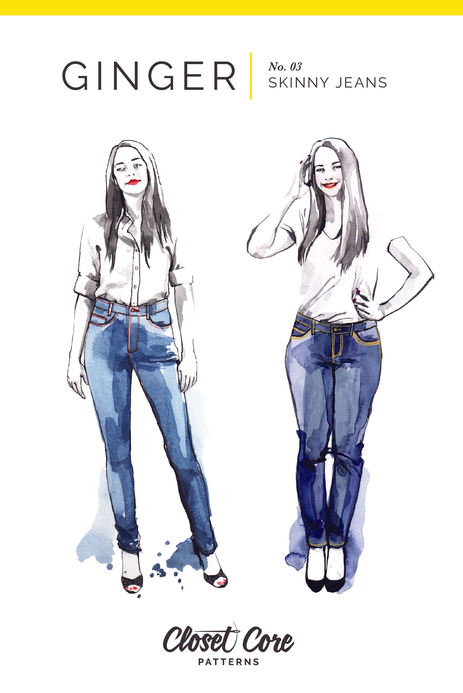 Ginger Skinny Jeans sewing pattern by closet core patterns