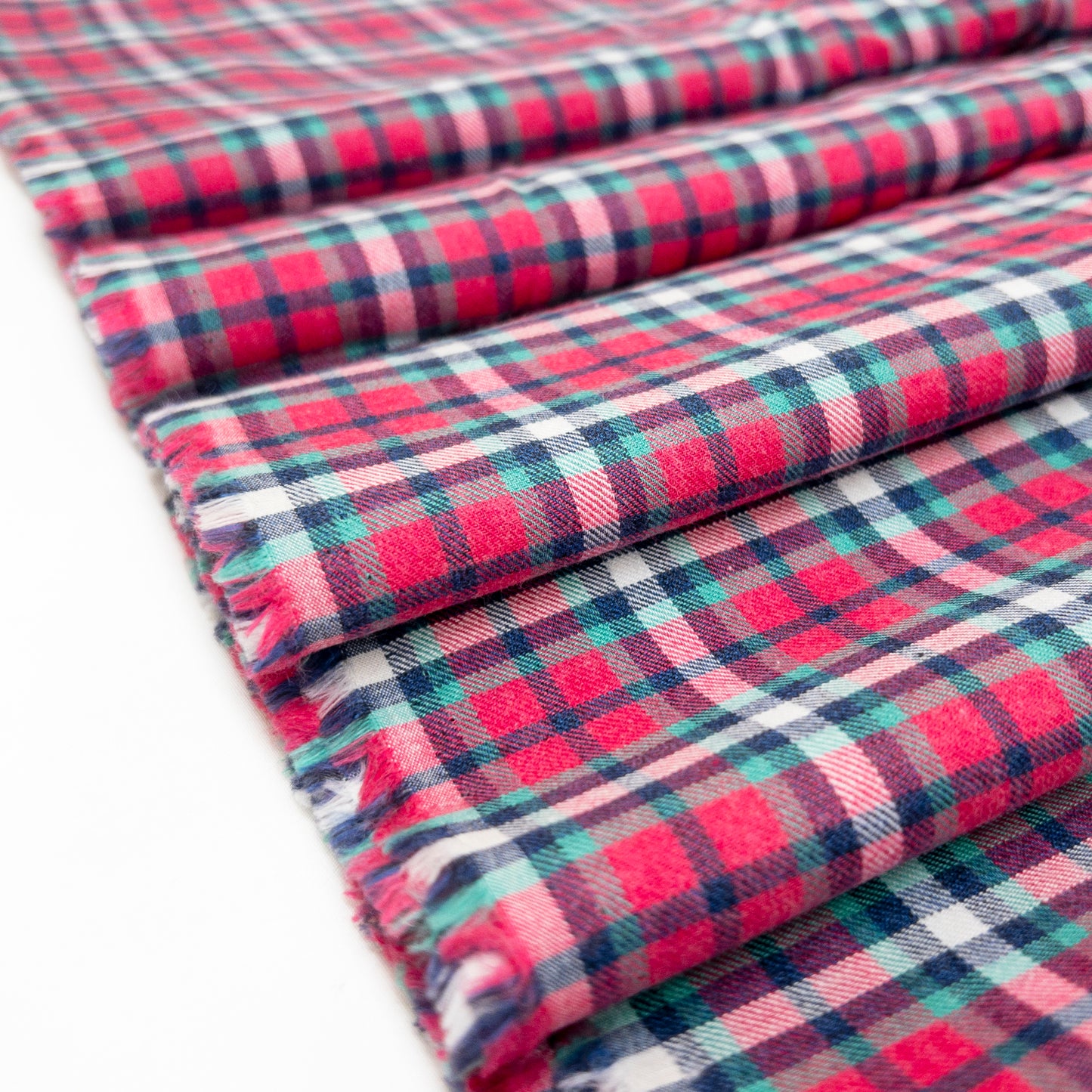 Pink and Blue Flannel in Plaid - Deadstock