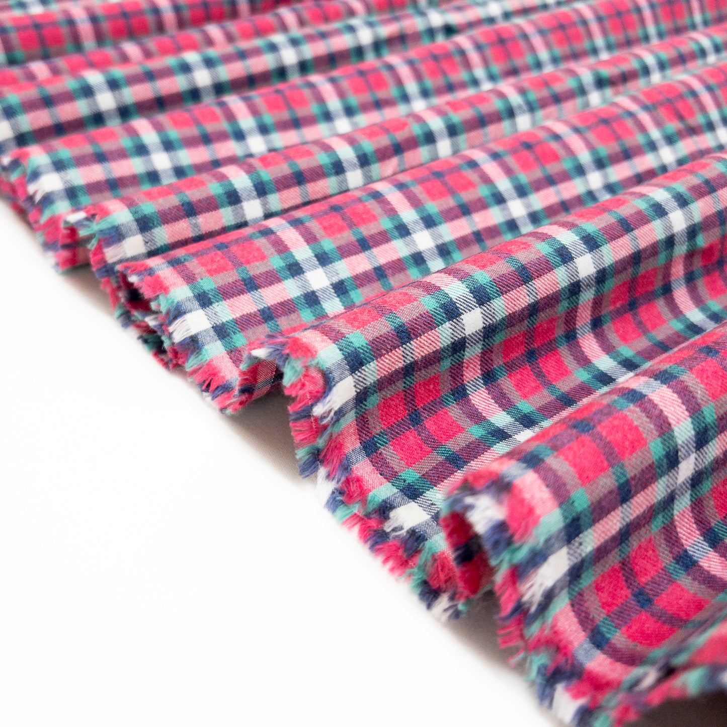 Pink and Blue Flannel in Plaid - Deadstock