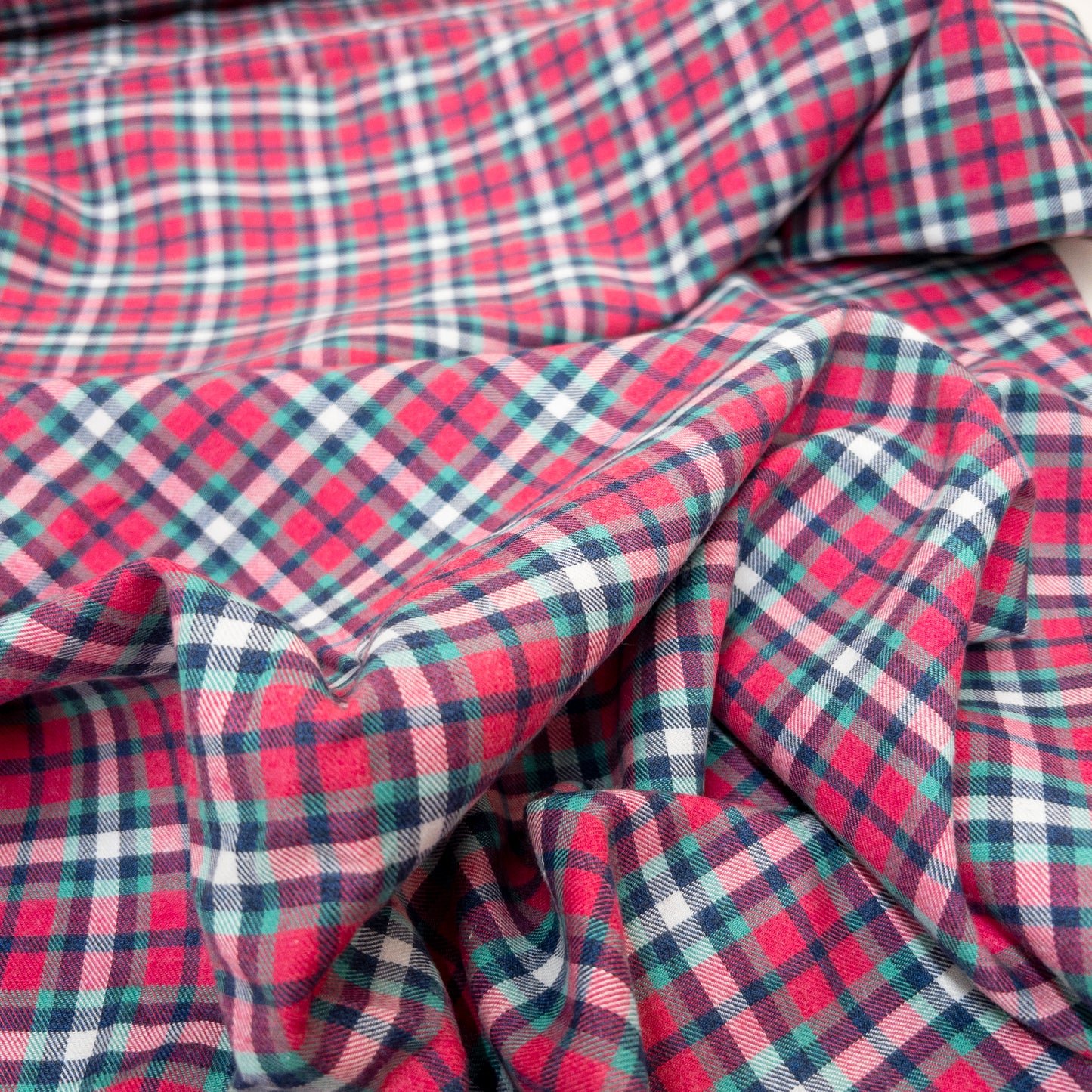 Pink and Blue Flannel in Plaid - Deadstock