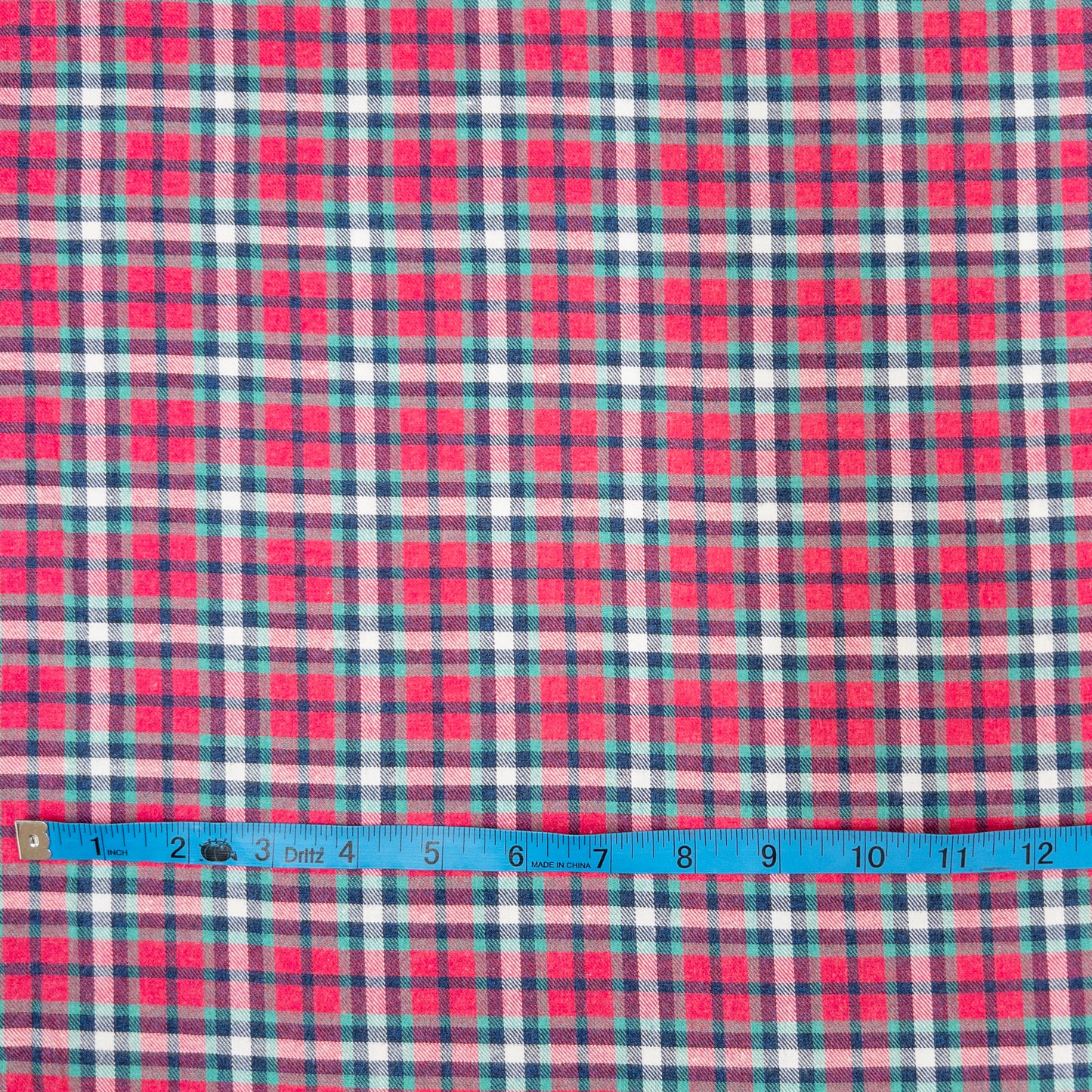 Pink and Blue Flannel in Plaid - Deadstock