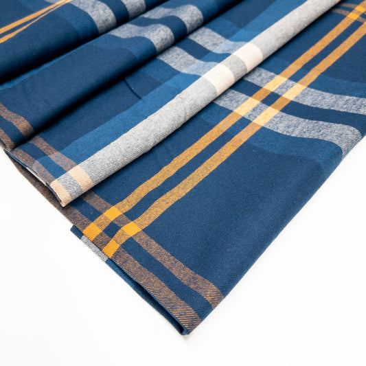 Porto Flannel Engineering Plaid in Navy