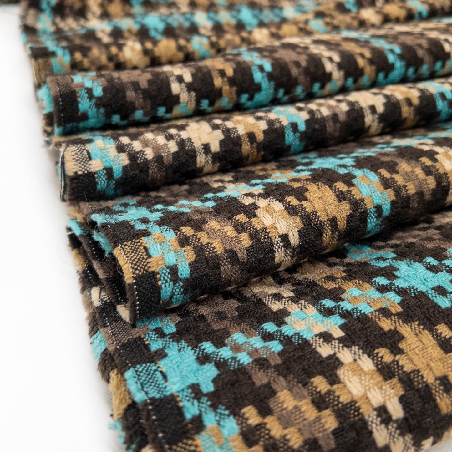 Turquoise Brown Houndstooth - Deadstock