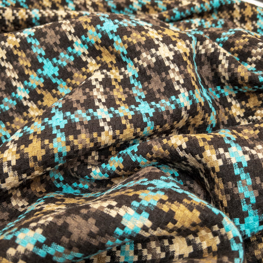 Turquoise Brown Houndstooth - Deadstock